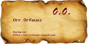 Orr Orfeusz névjegykártya